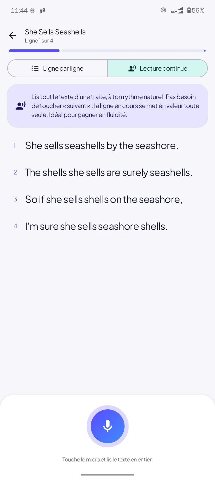 Reading the whole text, lyrics style